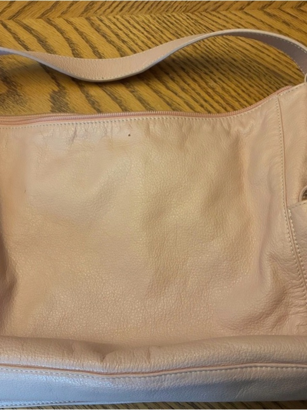 Lauren Ralph Lauren Pale Pink Leather Hobo Shoulder Bag